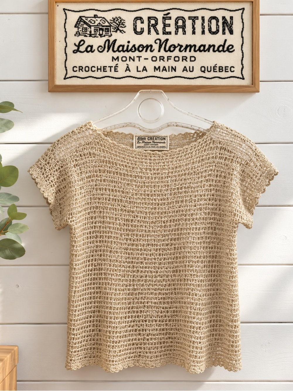 La Maison Normande Vintage Hand-Crocheted Top – Cream – Estimated S
